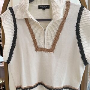 Central Park West Knit Top with Zipper